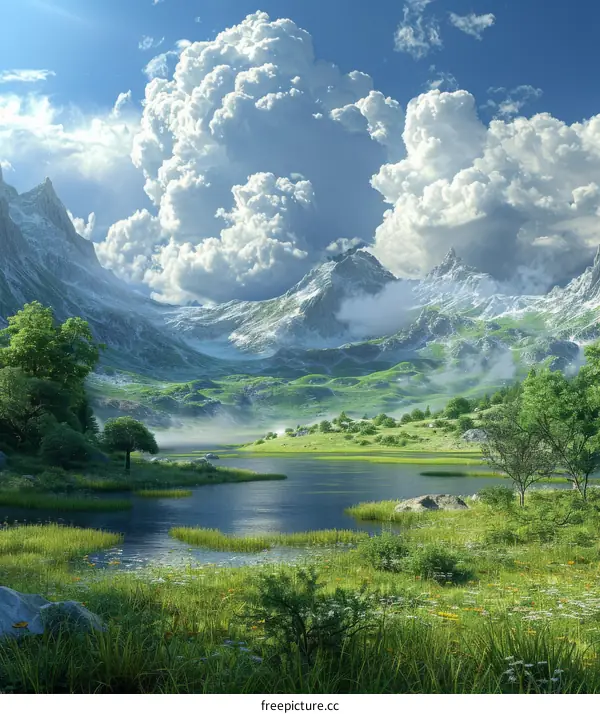 Majestic Mountain Landscape with Cloudscape