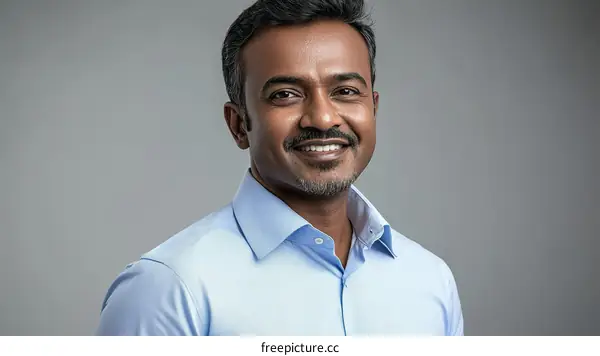 Smiling Man in Light Blue Shirt Portrait