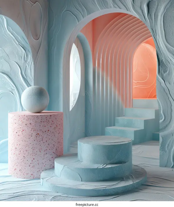 Abstract Minimalist Interior with Podiums