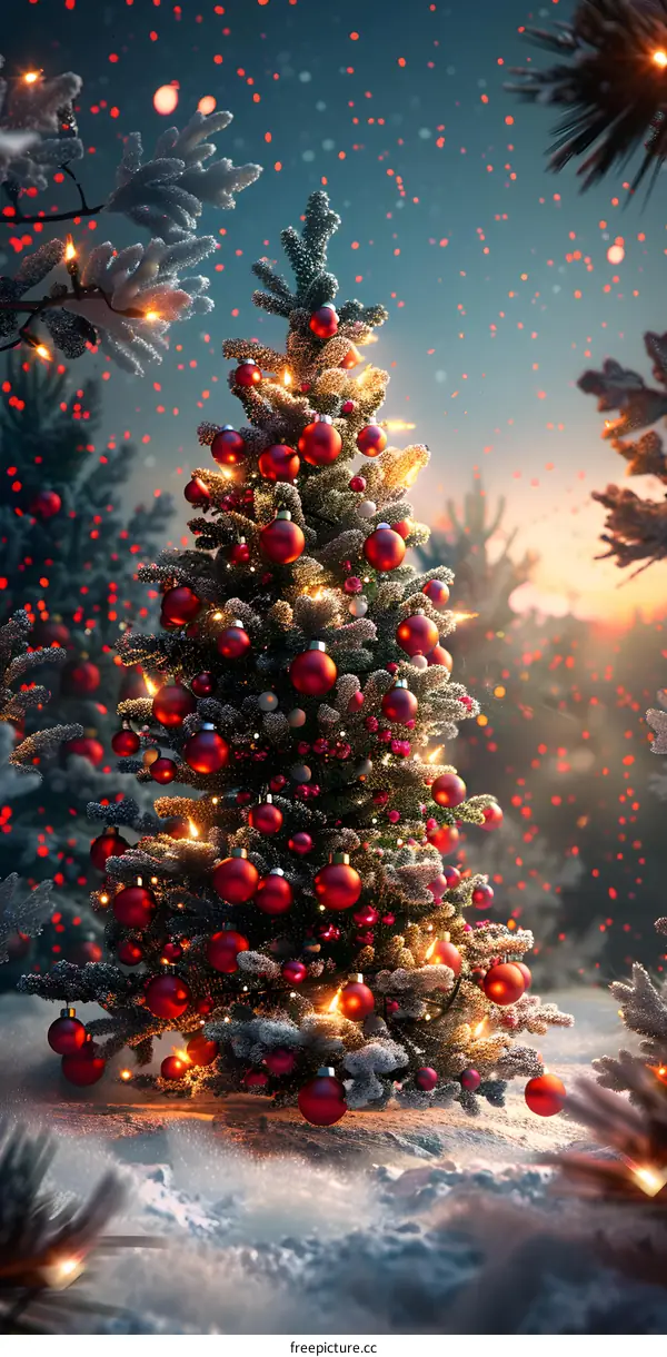 Christmas tree in the snow