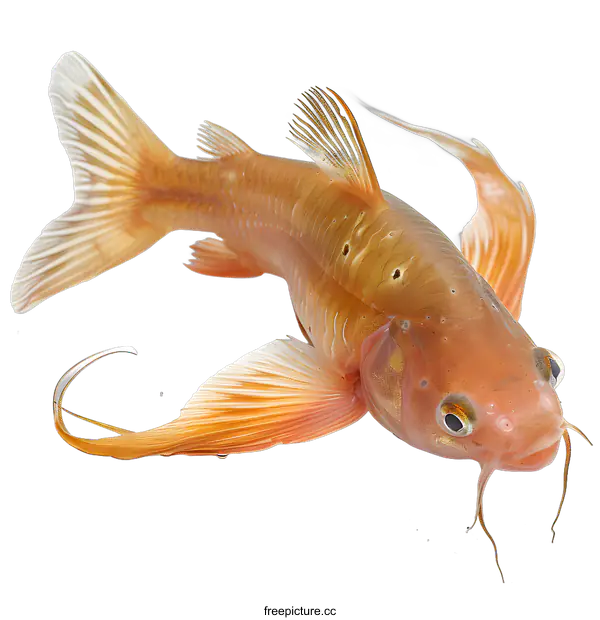 [Transparent Background PNG]Orange Finned Catfish on White Background