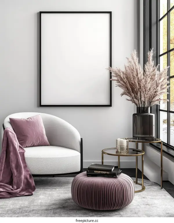 Modern Living Room Mockup with Empty Frame