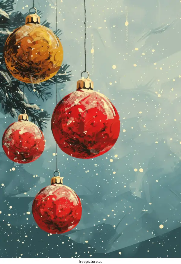 Festive Christmas Decorations with Red and Gold Ornaments