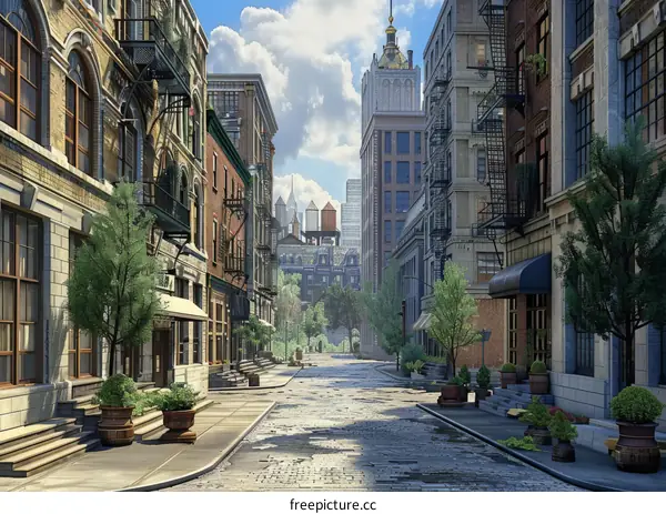 City Street Scene Illustration