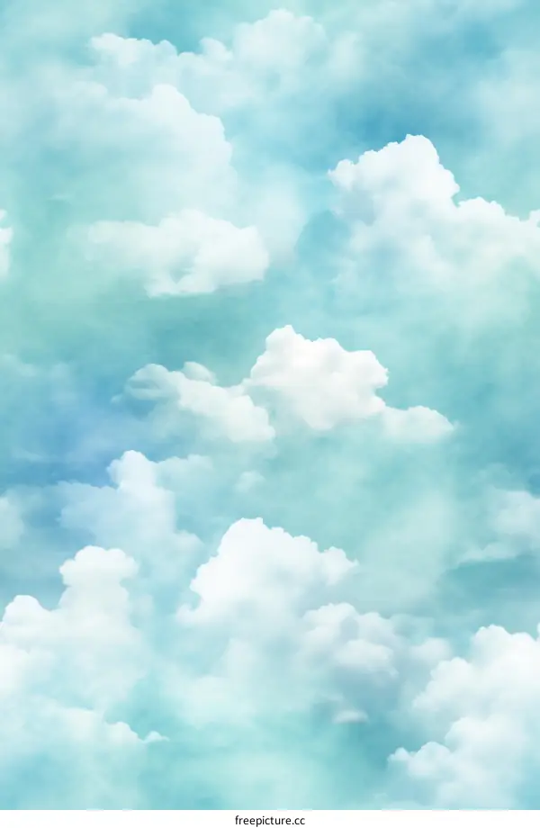 White and blue abstract watercolor painting of clouds in the sky