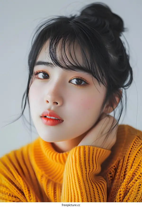 Portrait of a Young Woman in a Yellow Sweater