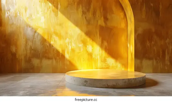 Golden Sunlit Minimalist Podium Studio