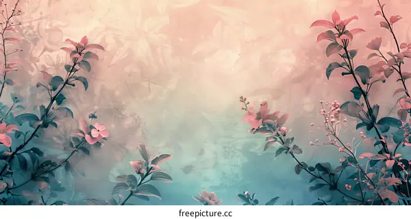 Pink and blue floral background