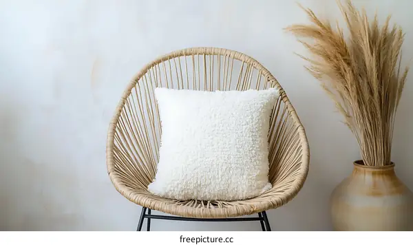 Bohemian Style Modern Chair with White Pillow