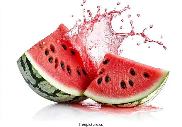 Watermelon Slices with Splashing Juice