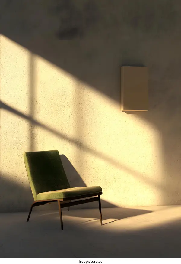 Modern Chair in a Minimalist Room With Sunlight Streaming Through the Window