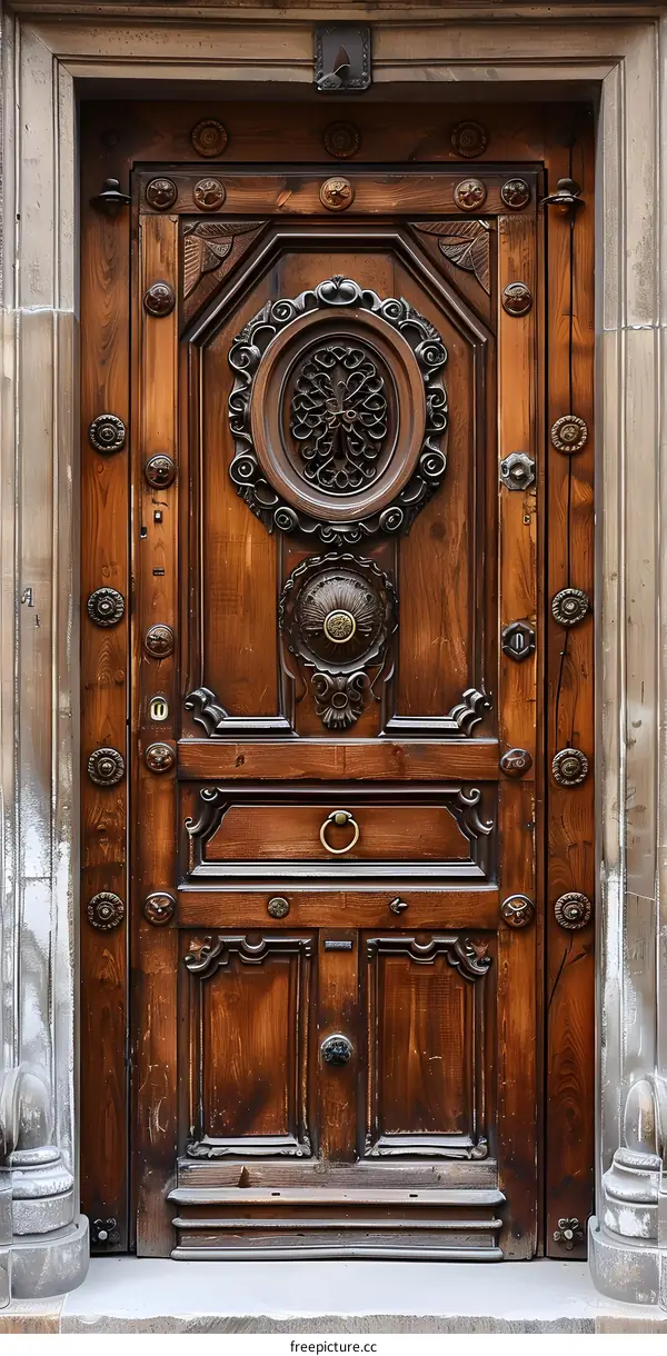 Antique Carved Wooden Door