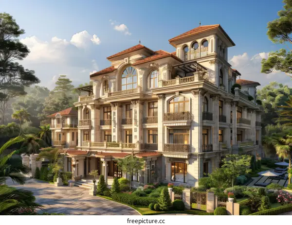 Elegant European-Style Mansion Exterior Design