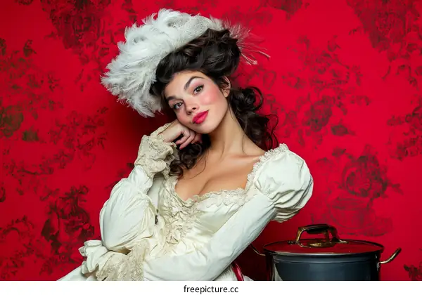 Elegant Woman in a Vintage Dress