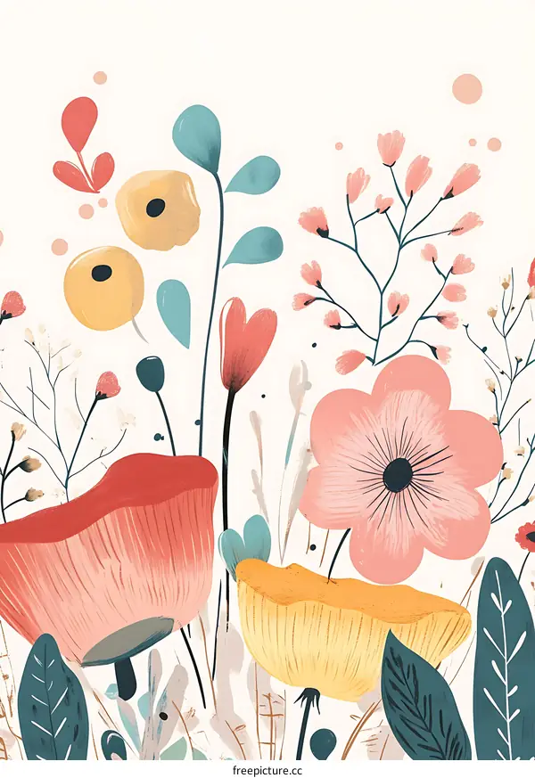 Floral Pattern Watercolor Illustration With White Background