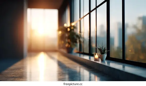 Sunrise Through Large Windows in a Modern Interior