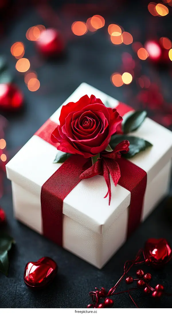Romantic Gift Box with Red Rose