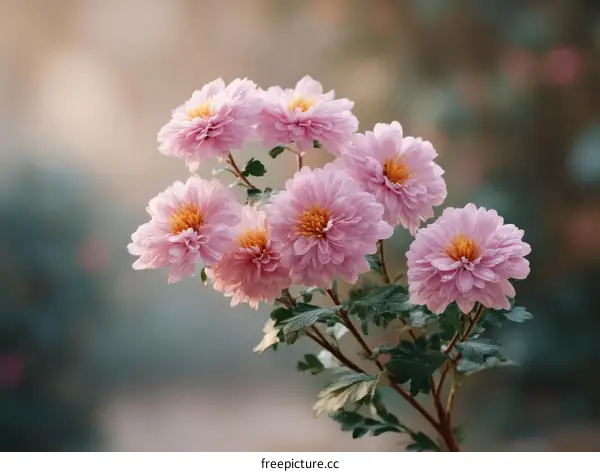 Beautiful Pink Chrysanthemum Flowers in Soft Focus