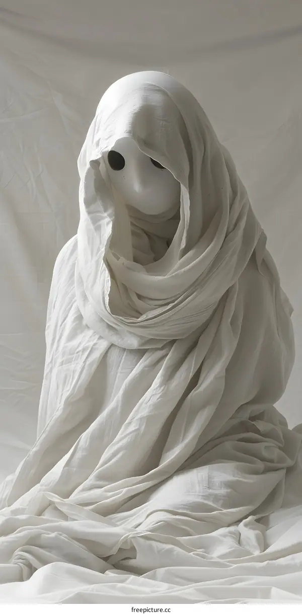 White Figure Draped in Fabric