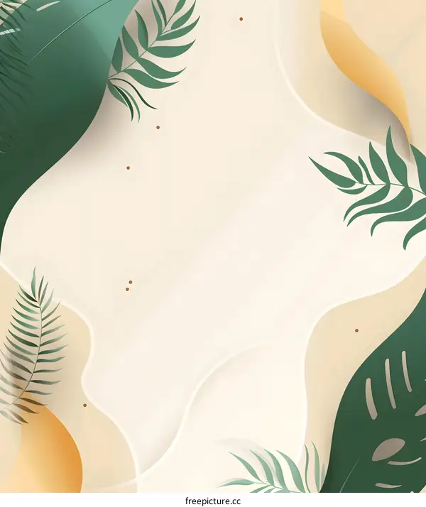 Abstract Tropical Leaves Background With White Space