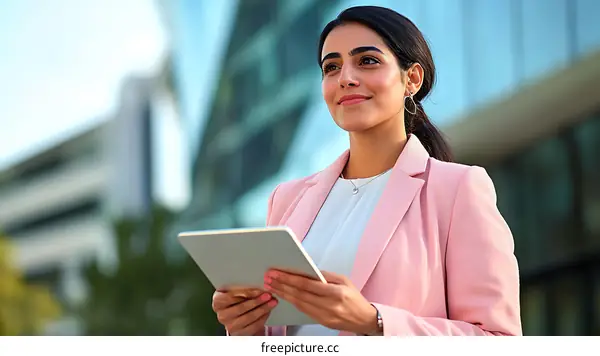 Business Woman Using Tablet in Urban Setting