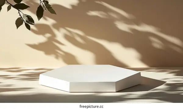 Minimalist White Geometric Display Podium with Natural Shadow