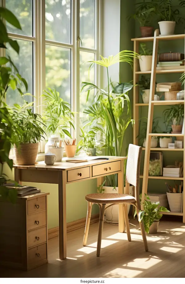 Indoor plants in a home office