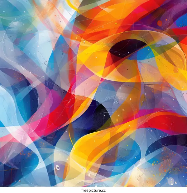 Colorful abstract painting with blue, orange and purple colors