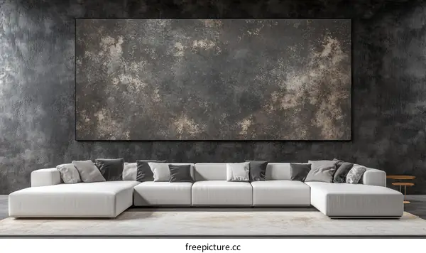 Modern Living Room Interior Design with Large Abstract Artwork