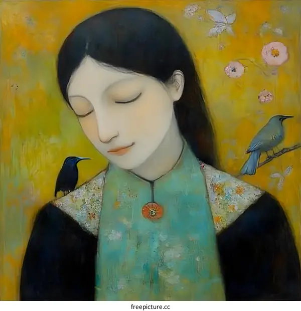 Portrait of a Woman with Birds