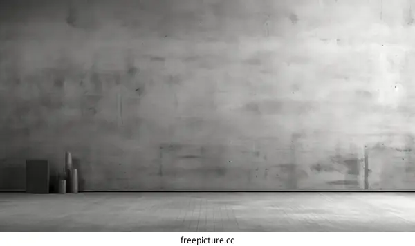 Large empty room with concrete wall and tiled floor