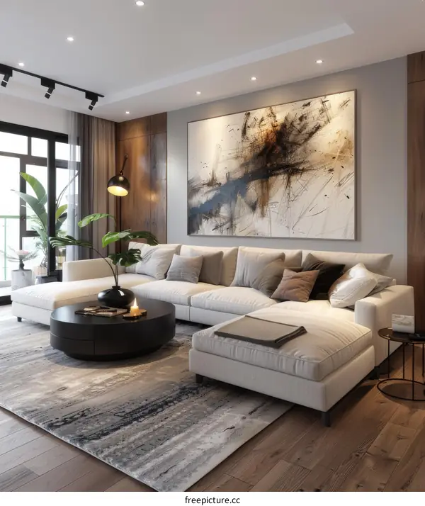 Modern Minimalist Living Room with Cozy Atmosphere