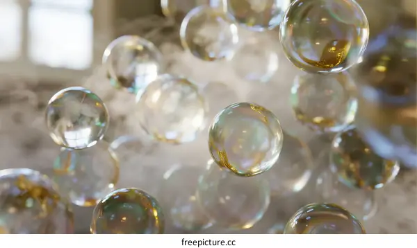 A Close-Up View of Colorful Bubbles Floating in Air