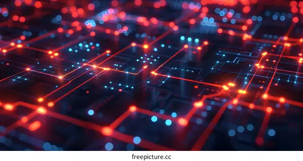 Red and Blue Circuit Board