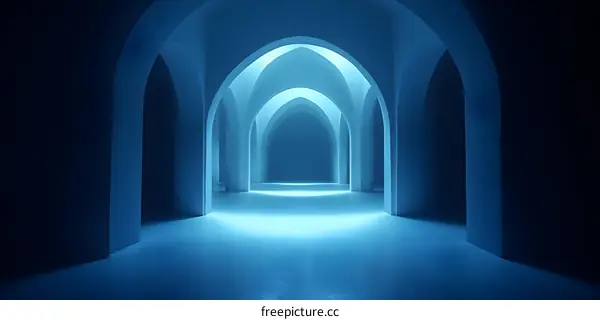 Abstract Blue Archway Hallway Interior Design