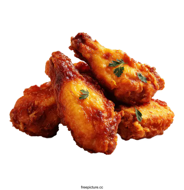 [Transparent Background PNG]Crispy Fried Chicken Wings Close-up