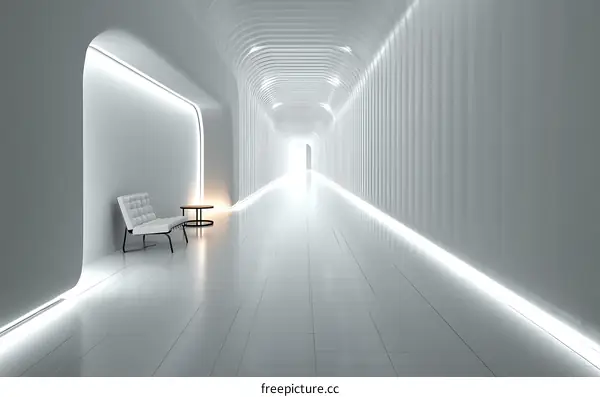 Futuristic White Corridor Interior Design