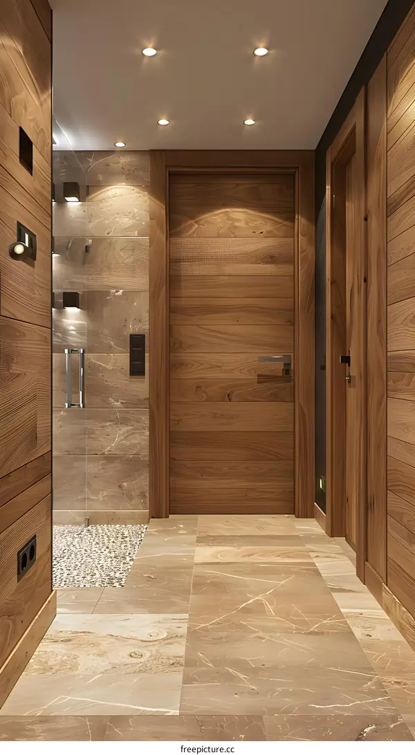 Modern Interior Design with Wooden Walls and Floor