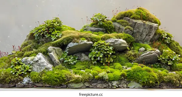 Green Moss and Rocks Landscape