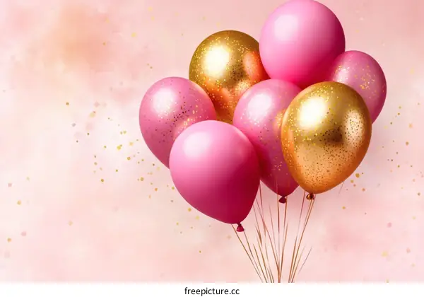 Pink and Gold Balloons Celebration Background