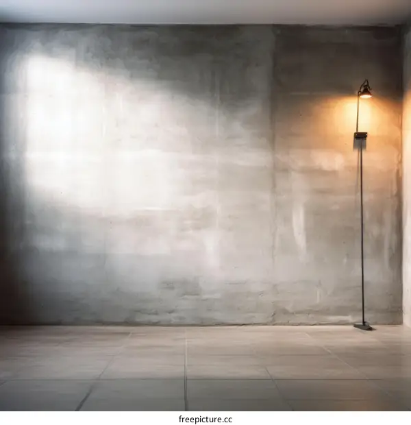 A spotlight shining on the wall in an empty room