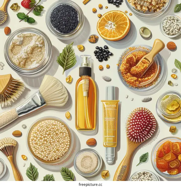Natural skincare ingredients arranged beautifully