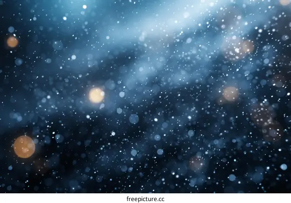 Blue Snowflakes Falling on Dark Background