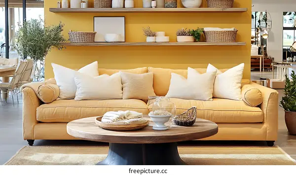 Mustard Yellow Sofa in a Modern Living Room