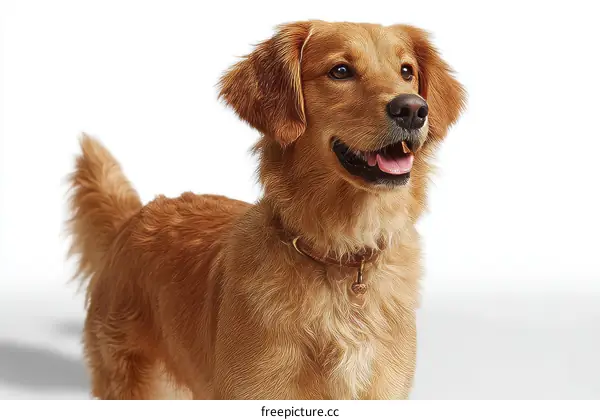 Golden Retriever Portrait on White Background
