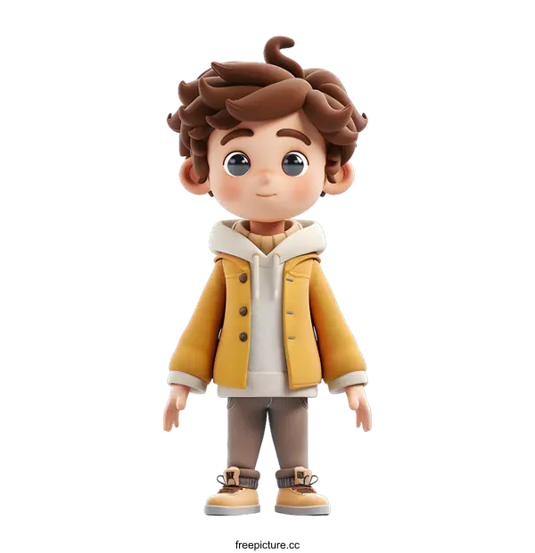 [Transparent Background PNG]3D rendering of a cute cartoon boy