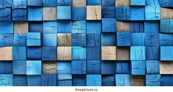 Blue wooden blocks background texture