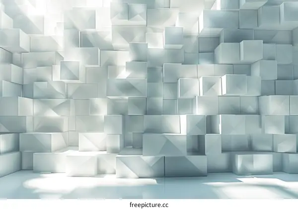 Minimalistic White Room with 3D Geometric Shapes
