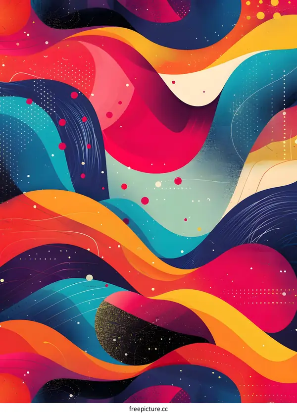 Colorful abstract painting with geometric shapes
