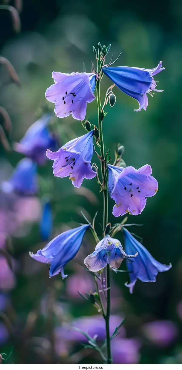 Close Up of Purple Bell Flowers in Bloom